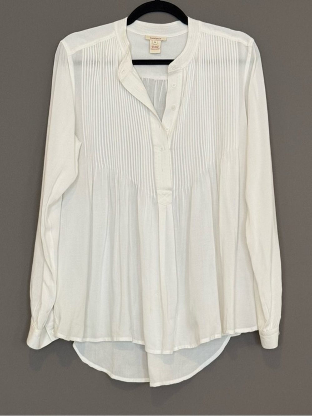 Sundance White Pintuck Rayon Peasant Blouse Tunic Top Medium